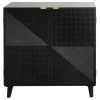 * 2 Door Black Wooden & Metal Cabinet Good Quality< Cabinets & Chests