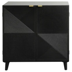 * 2 Door Black Wooden & Metal Cabinet Good Quality< Cabinets & Chests