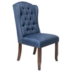 * Aahmad Blue Tufted Wing Dining Chair Featured< Dining Chairs & Benches