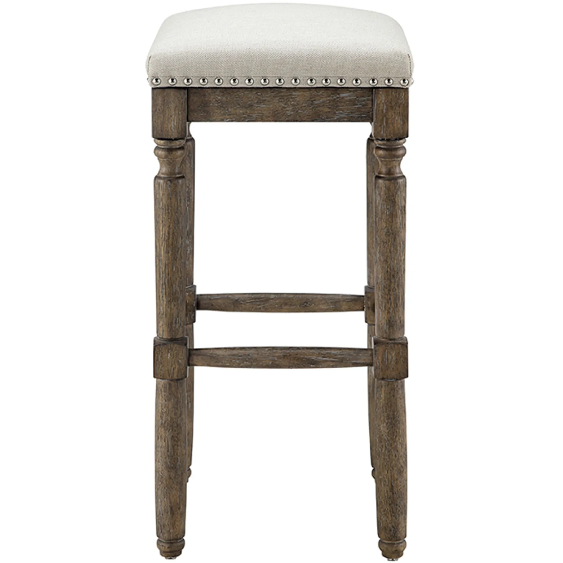 * Aiden Upholstered Tan Backless Barstool With Nailhead Trim, 30 Promotion< Barstools
