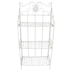 * Antique White Metal Baker'S Rack With Folding Shelves, 51 Less Expensive< Baker'S Racks & Bar Carts