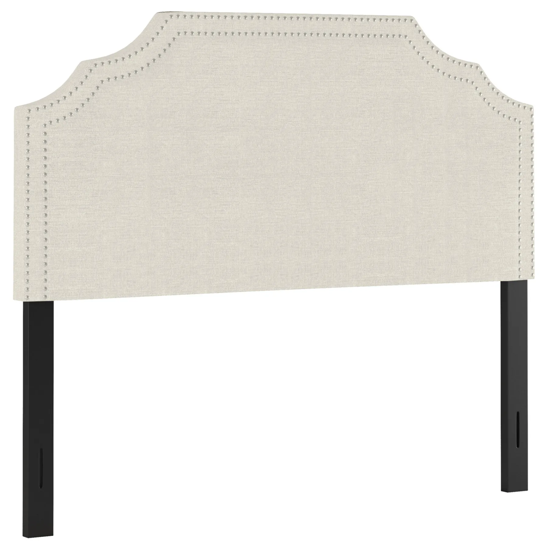 * Belize Cream Nail Head Trim Queen Headboard Premium< Bedroom