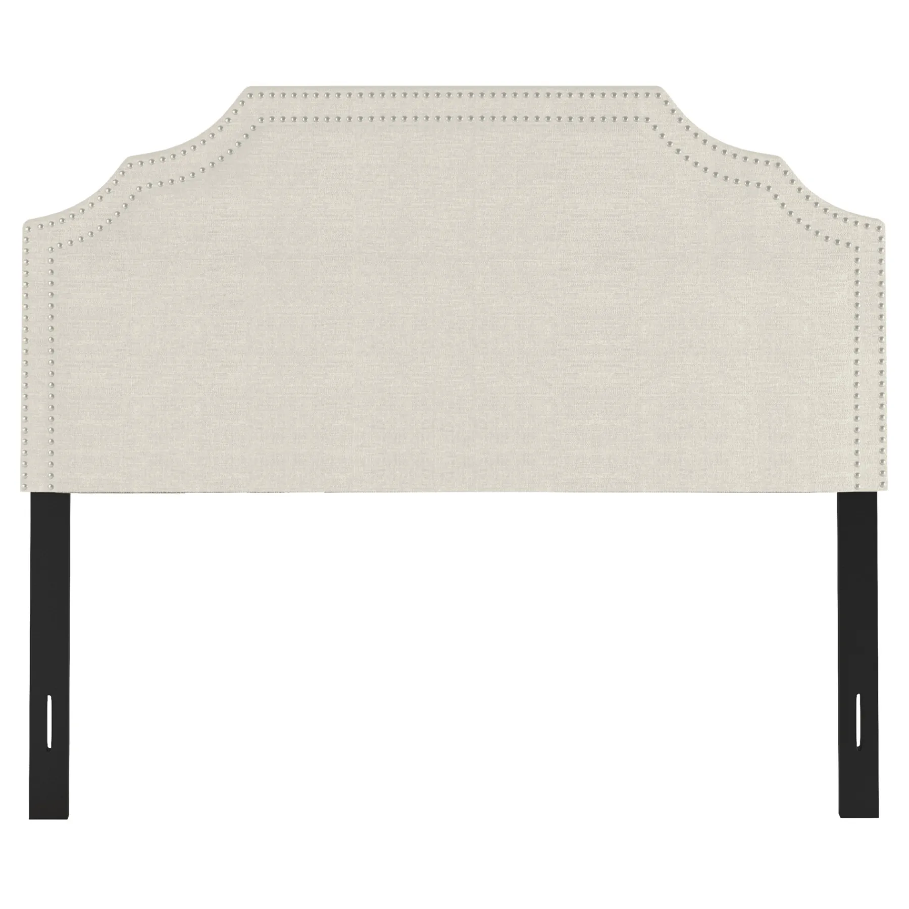 * Belize Cream Nail Head Trim Queen Headboard Premium< Bedroom