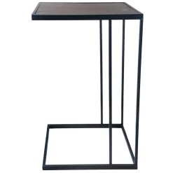 * Black Metal C-Table With Dark Wooden Top Promotion< Accent Tables