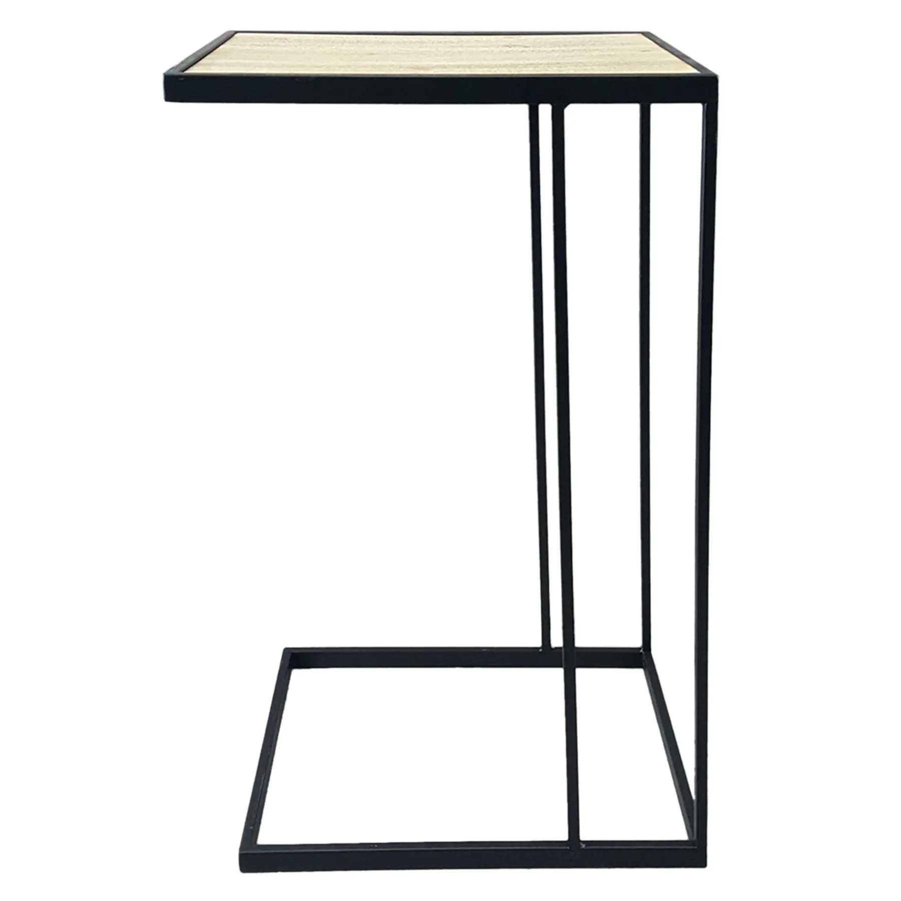 * Black Metal C-Table With Light Wooden Top Less Expensive< Accent Tables