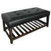 * Collins Black Leather Bench Clearance< Benches