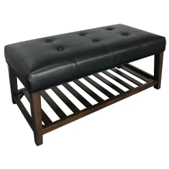 * Collins Black Leather Bench Clearance< Benches