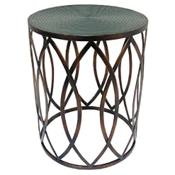 * Copper Round Metal Side Table, Medium Cheaper< Accent Tables