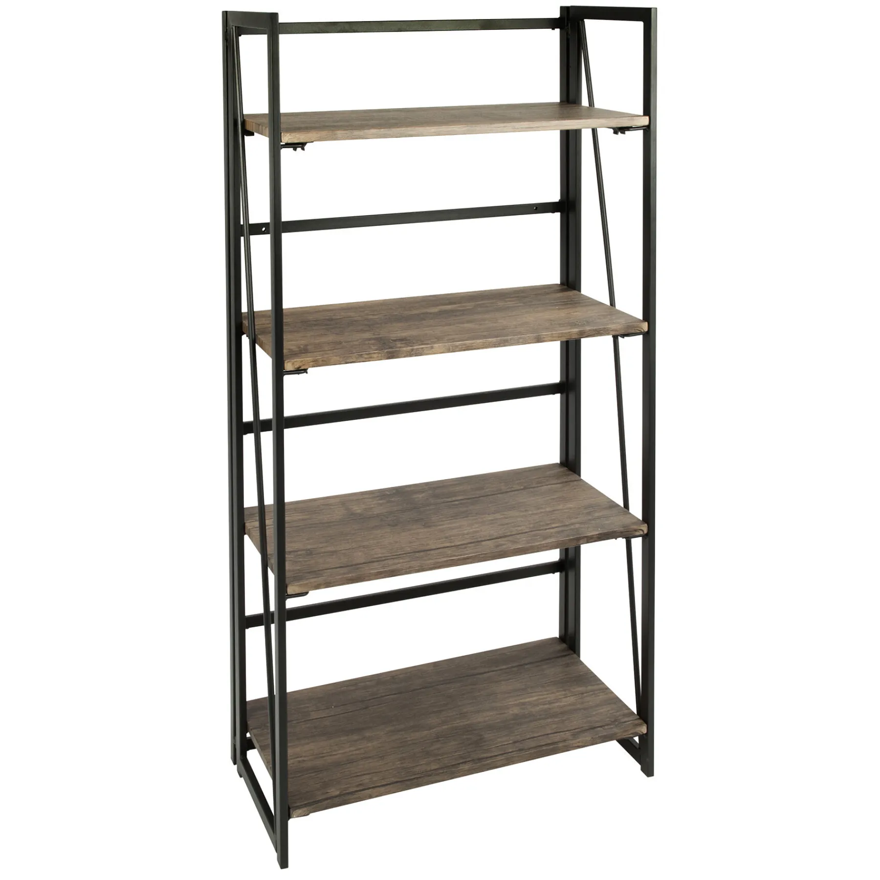 * Dakota 4-Tier Black & Brown Industrial Modern Bookshelf, 49 Low Price< Office