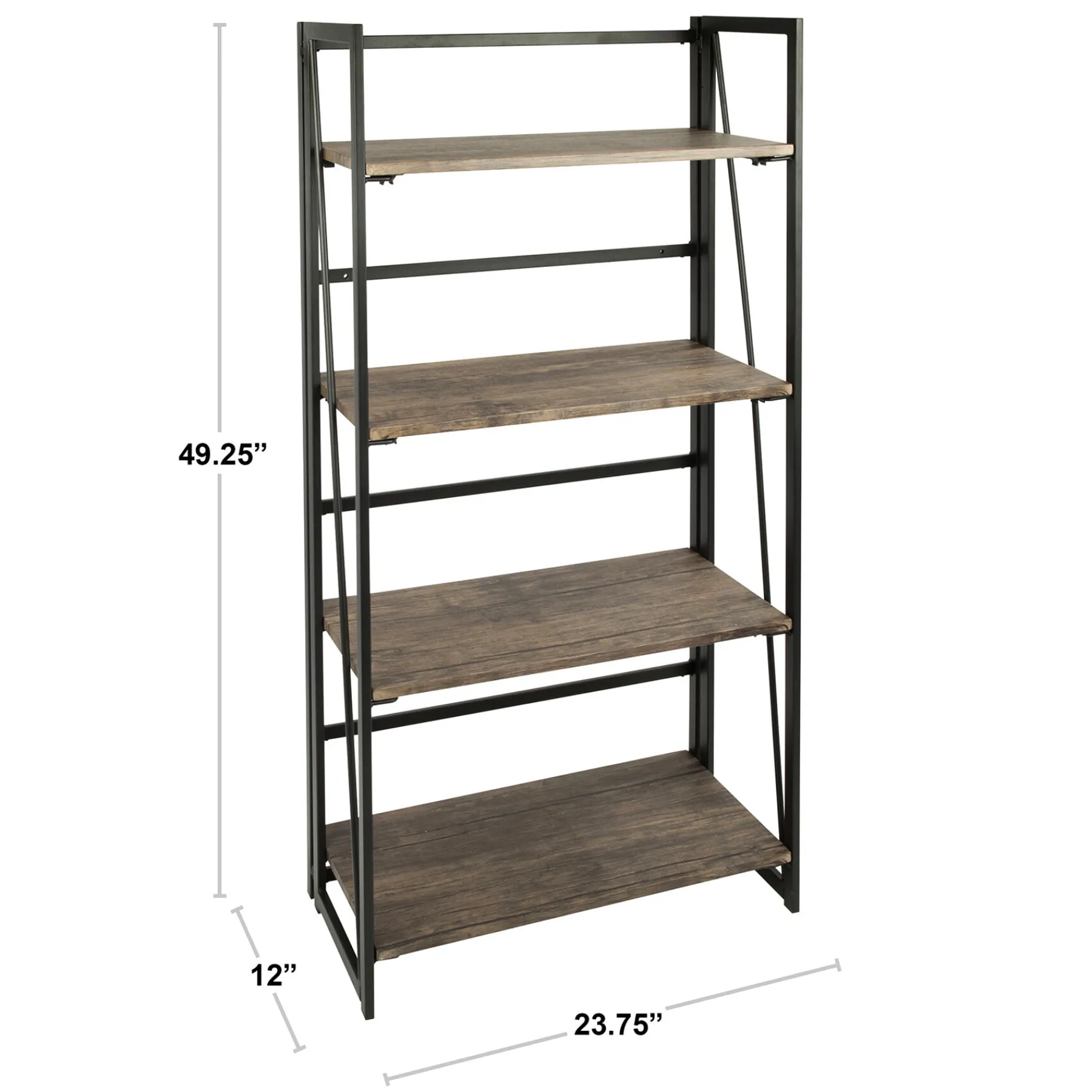 * Dakota 4-Tier Black & Brown Industrial Modern Bookshelf, 49 Low Price< Office