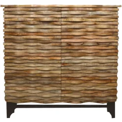 * 2-Door Wave Wood Carved Cabinet Clearance< Cabinets & Chests