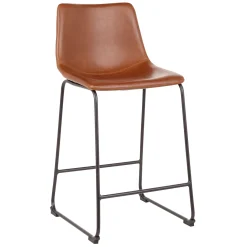 * Drake Cognac Modern Industrial Faux Leather Barstool, 30 Less Expensive< Barstools