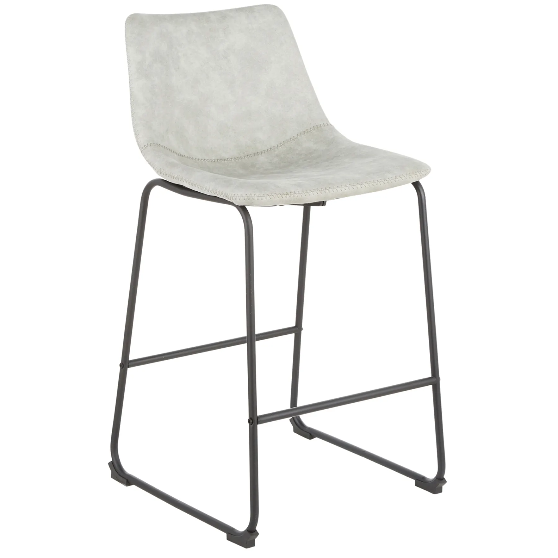 * Drake Modern Faux Leather Industrial Barstool, Light Grey Fashion< Barstools