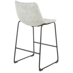 * Drake Modern Faux Leather Industrial Barstool, Light Grey Fashion< Barstools