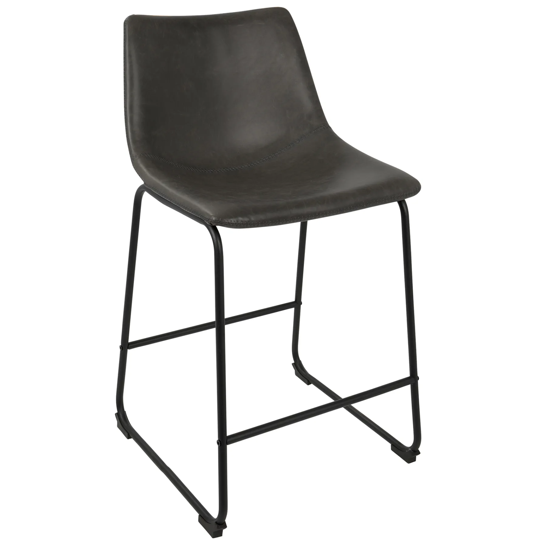 * Drake Modern Faux Leather Industrial Barstool, Dark Grey Opening Sales< Barstools