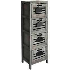 * 4-Drawer Grey Wooden Cabinet, Large Opening Sales< Cabinets & Chests