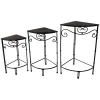 * Fan Shaped Wood Top Plant Stand With Bronze Double Tube Metal Leg, Small Less Expensive< Plant Stands