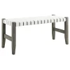 * Faux Leather Ivory Strap Bench Opening Sales< Benches