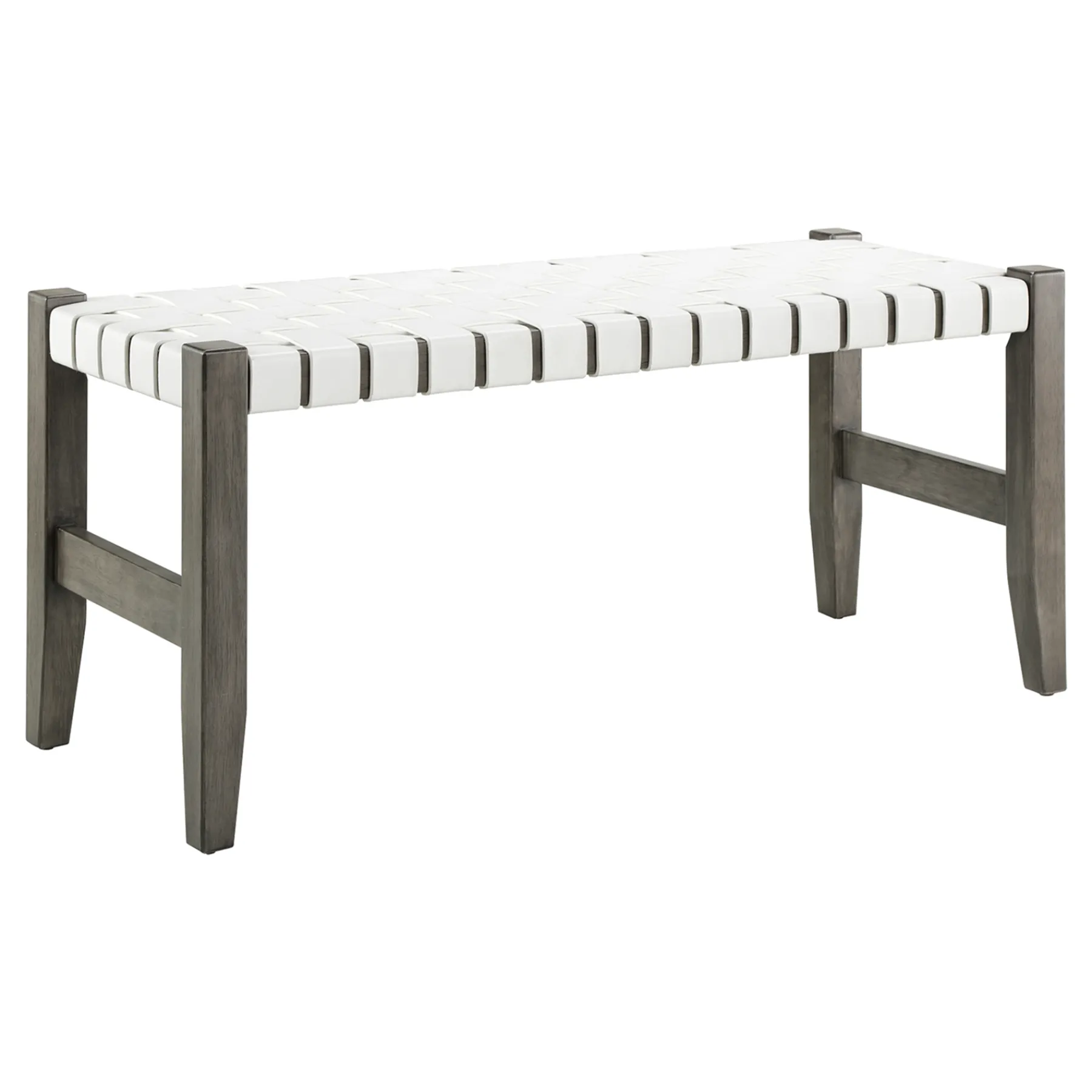 * Faux Leather Ivory Strap Bench Opening Sales< Benches