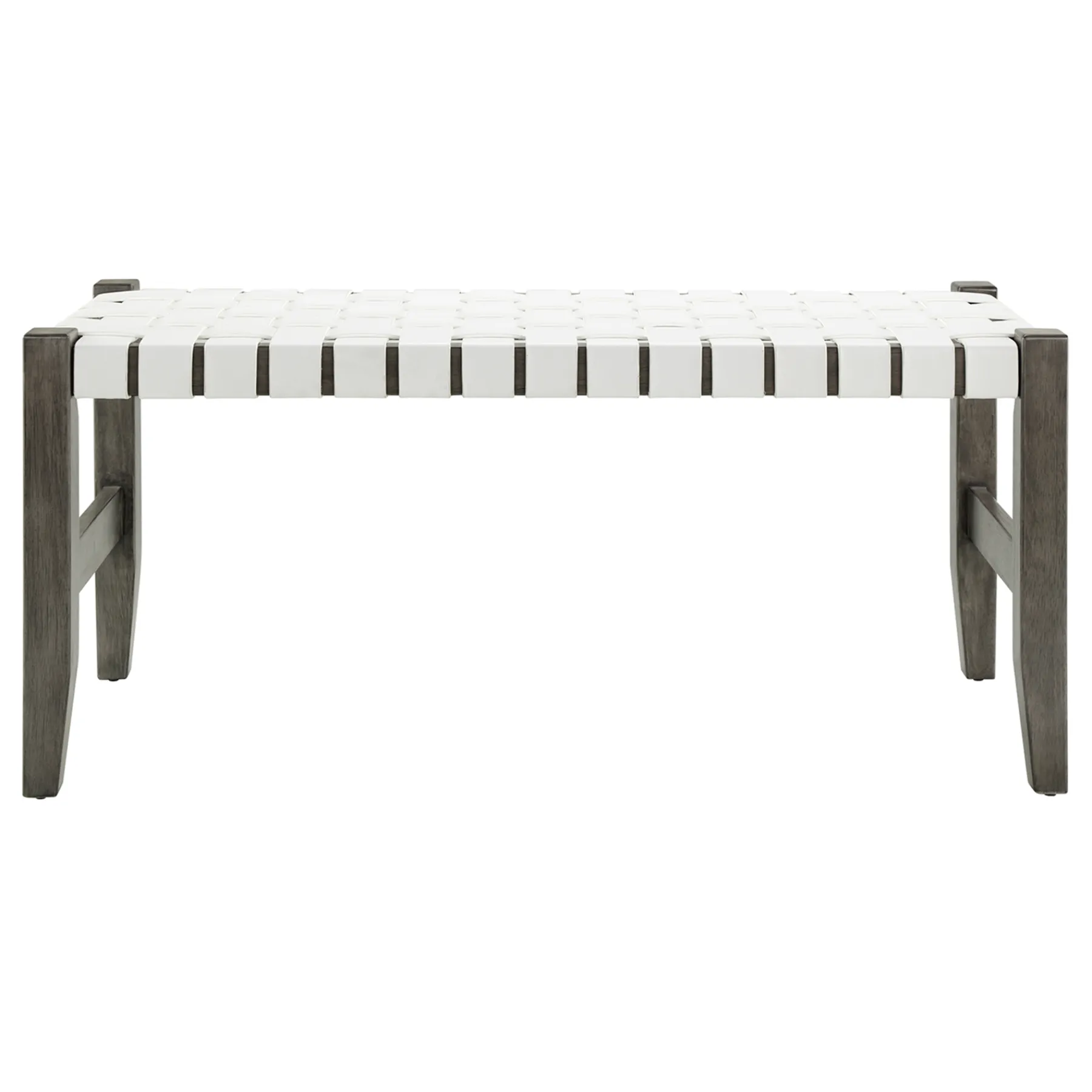 * Faux Leather Ivory Strap Bench Opening Sales< Benches