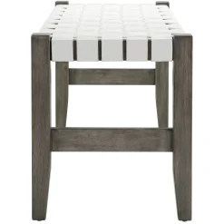 * Faux Leather Ivory Strap Bench Opening Sales< Benches