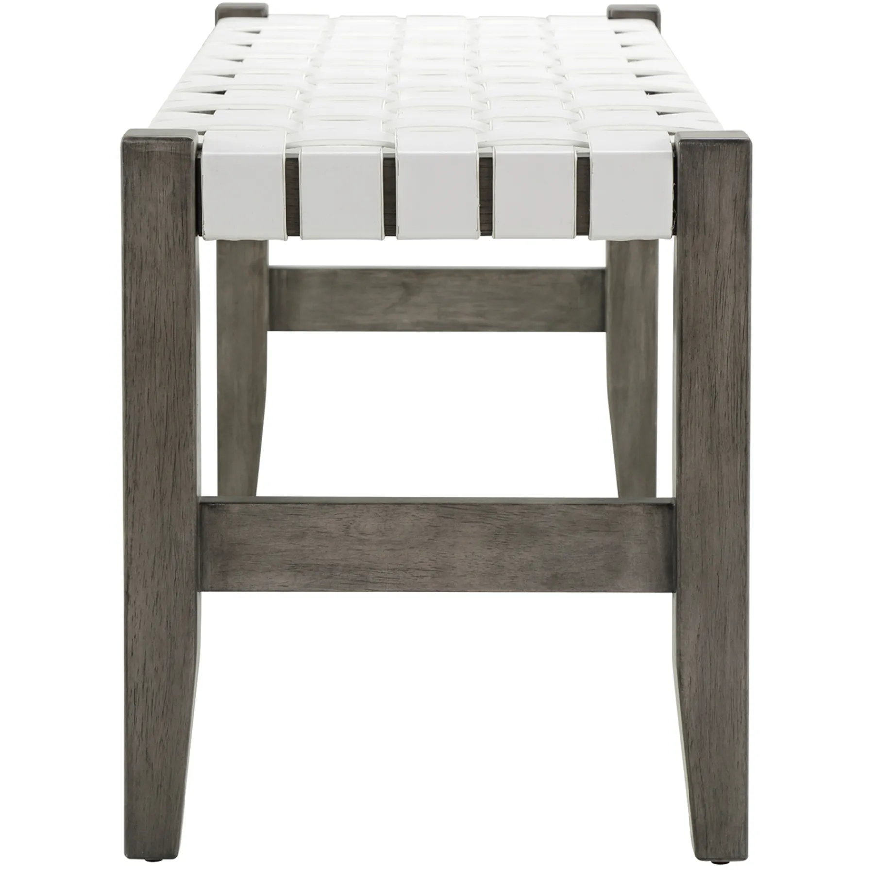 * Faux Leather Ivory Strap Bench Opening Sales< Benches