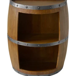 * Faux Wine Barrel 2 Tier Display Shelf Less Expensive< Accent Tables