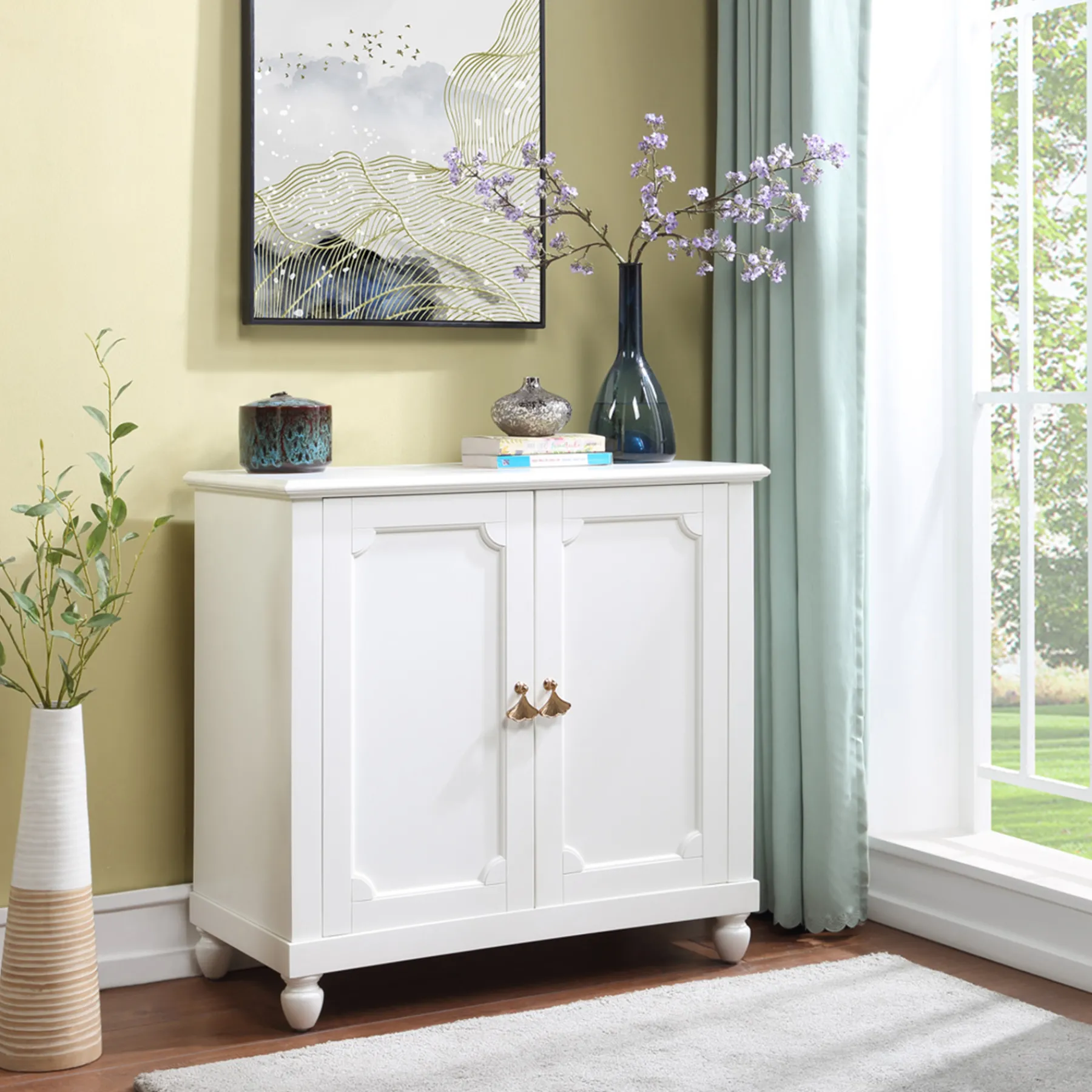 * Grace Mitchell Asbury White 2-Door Cabinet Premium< Cabinets & Chests