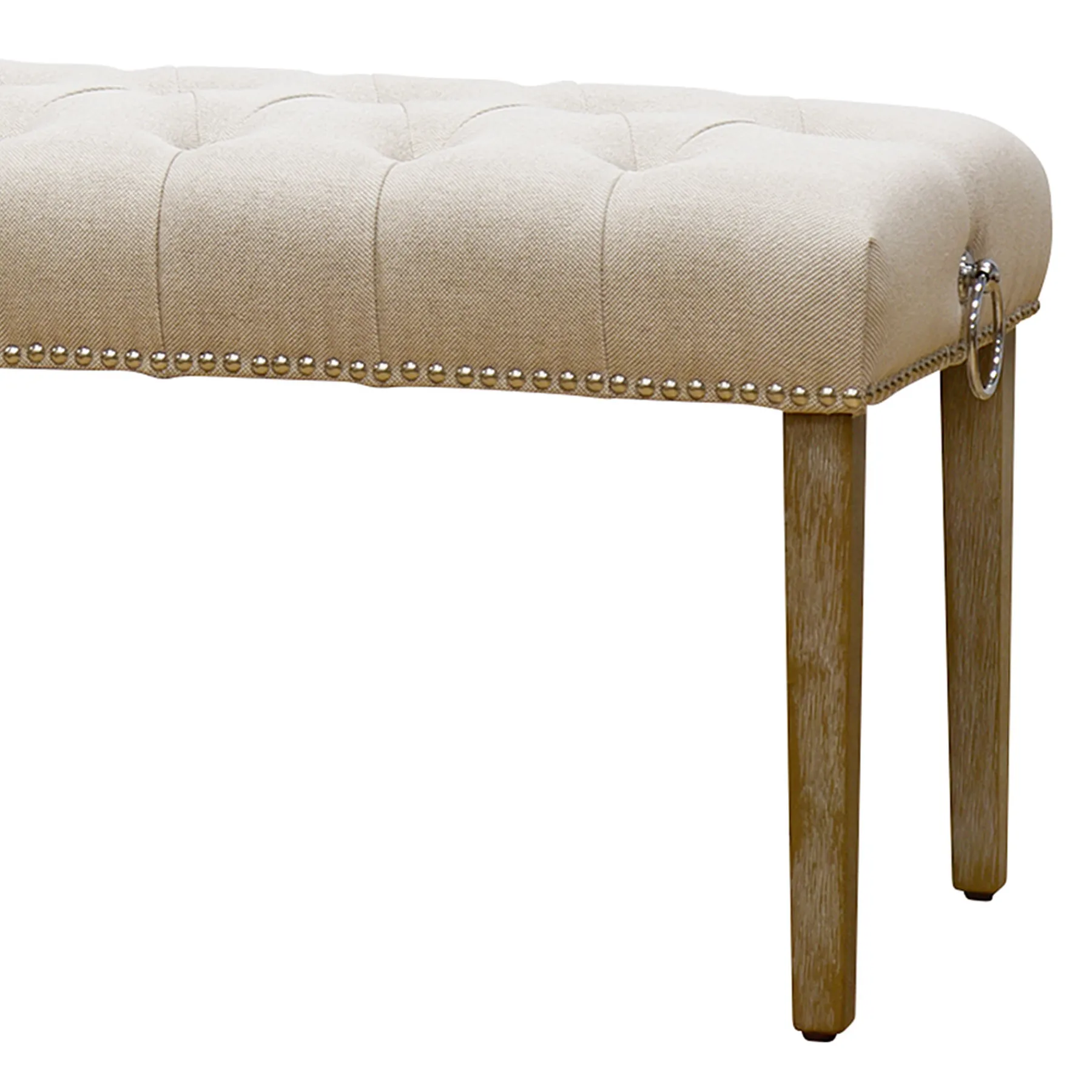 * Grace Mitchell Bailey Tufted Bench With Ring Accents, Kd Discount< Benches