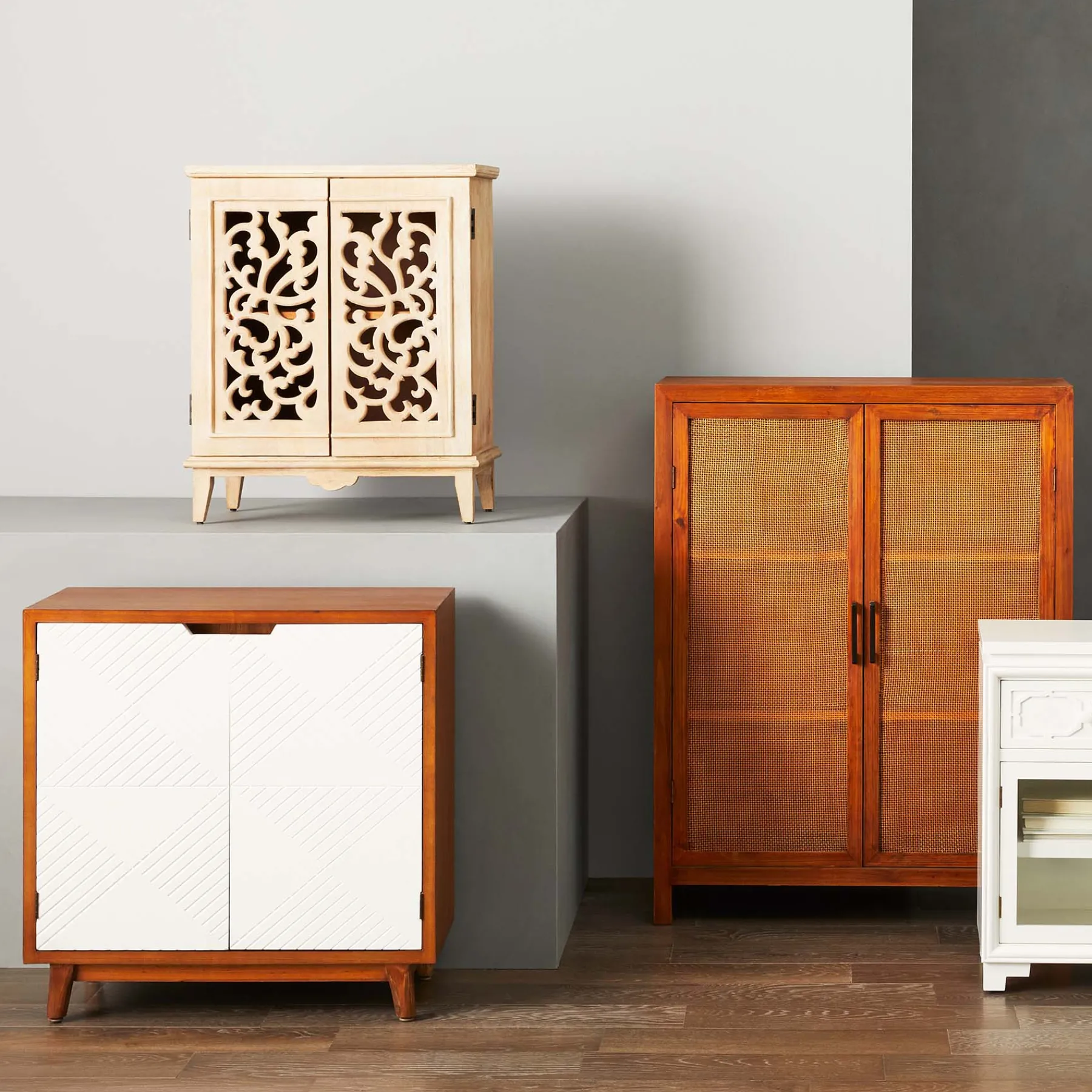 * Grace Mitchell Natural Carved 2-Door Cabinet Promotion< Cabinets & Chests