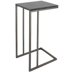 * Grey Wooden Top C-Table With Gunmetal Base Clearance< Accent Tables