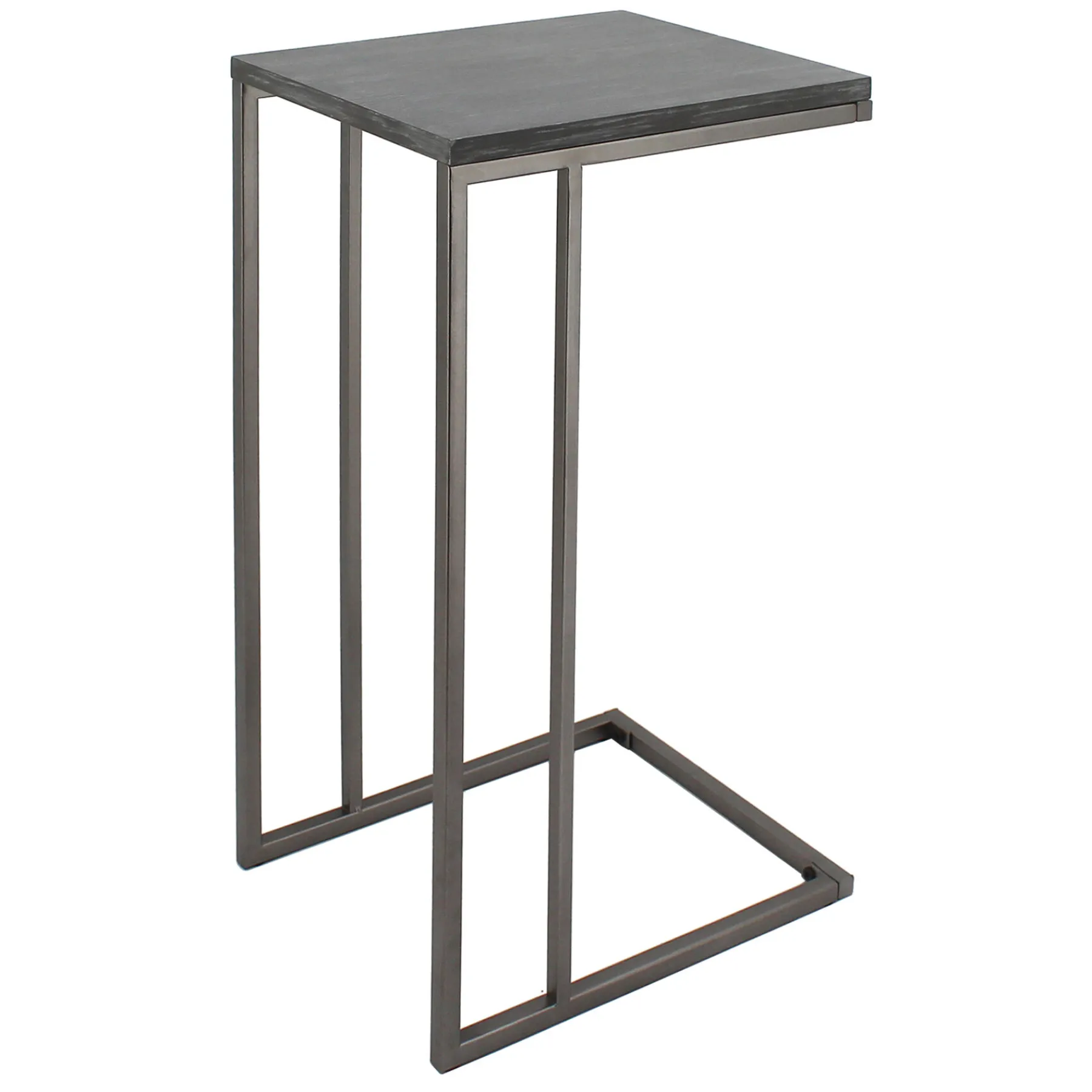 * Grey Wooden Top C-Table With Gunmetal Base Clearance< Accent Tables