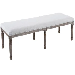 * Heritage Light Grey Linen Bench Cheaper< Benches