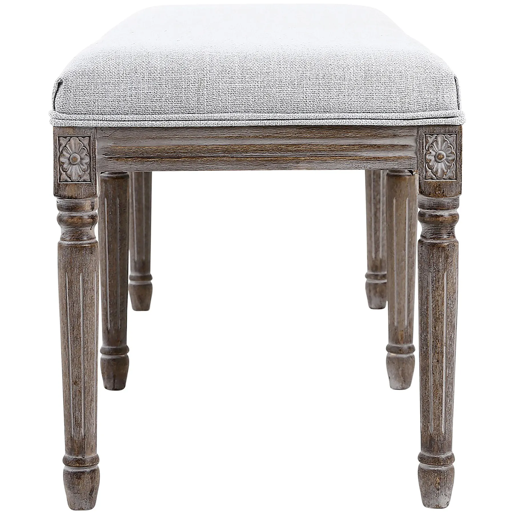 * Heritage Light Grey Linen Bench Cheaper< Benches