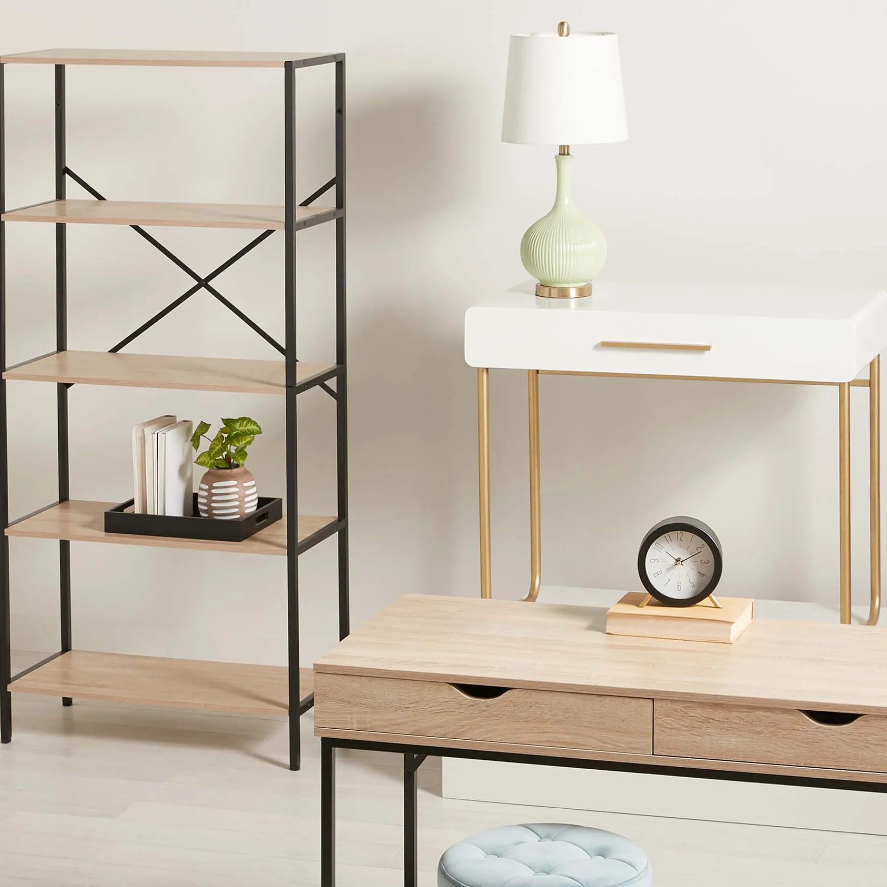 * Honeybloom Burnaby 4-Tier Wood & Metal Shelf Opening Sales< Office