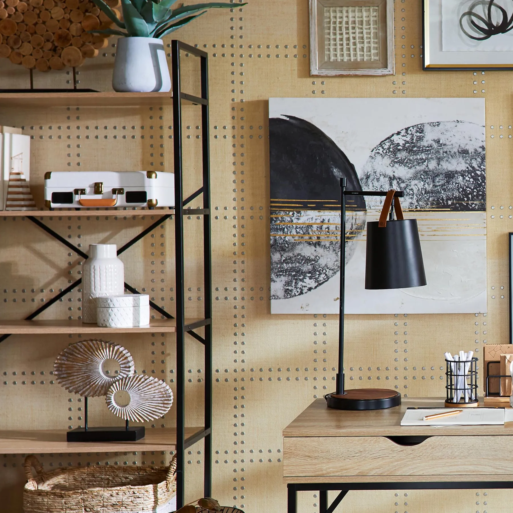 * Honeybloom Burnaby 4-Tier Wood & Metal Shelf Opening Sales< Office