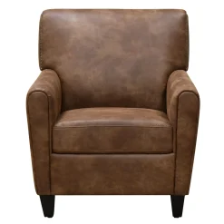 * Honeybloom Dylan Brown Faux Leather Arm Chair Flash Sale< Accent Chairs