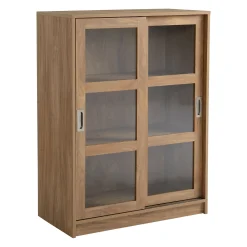 * Honeybloom Fullerton 3-Shelf Sliding Door Cabinet Outlet< Cabinets & Chests