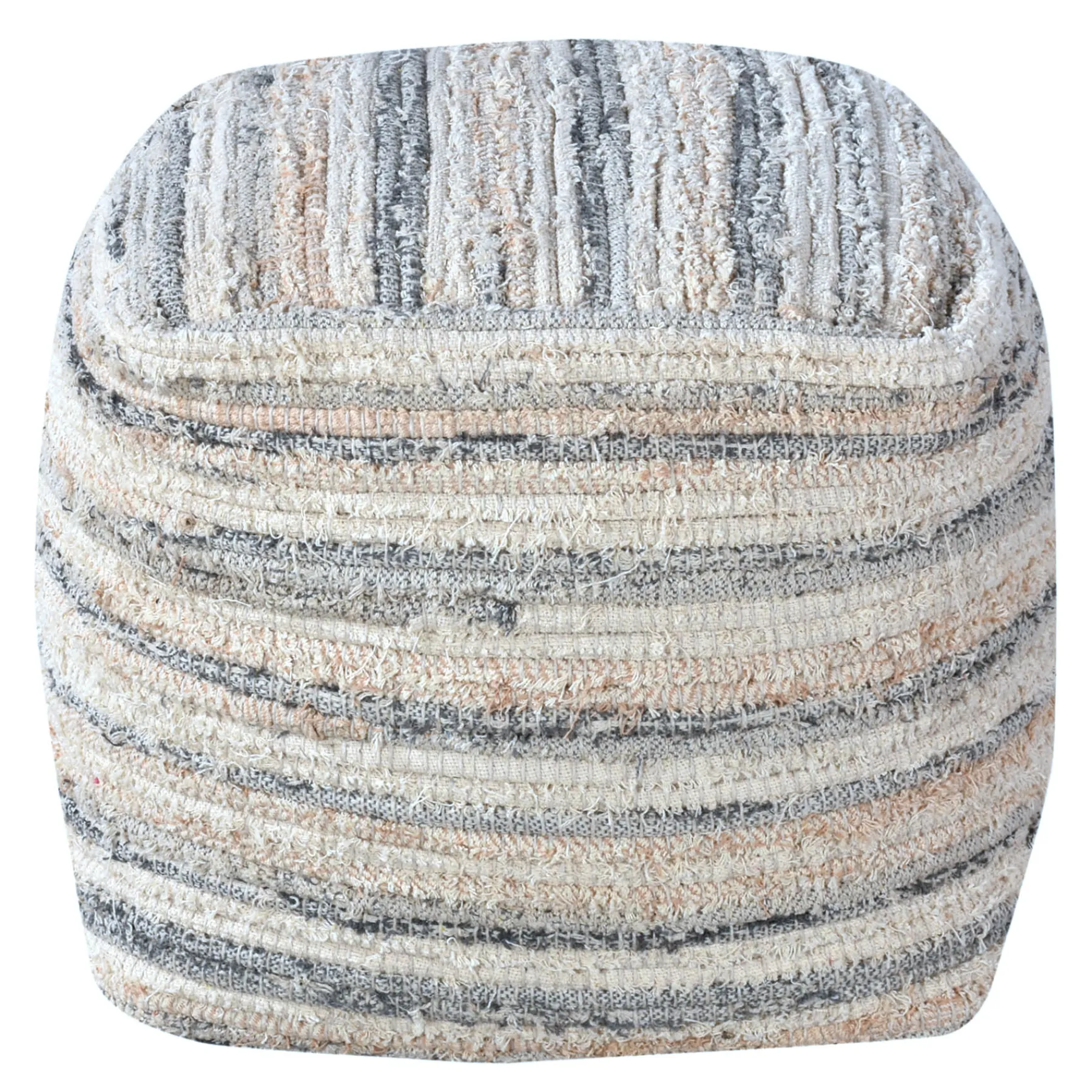 * Honeybloom Grey & Cream Pouf Opening Sales< Ottomans & Poufs