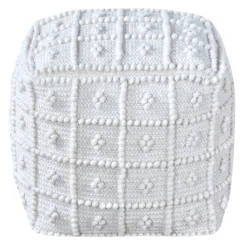 * Honeybloom Knots Cream Pouf Exquisite Gifts< Ottomans & Poufs
