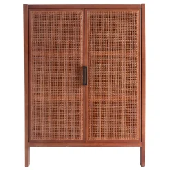 * Honeybloom Wood Rattan Door Cabinet Premium< Cabinets & Chests