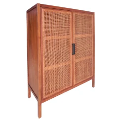 * Honeybloom Wood Rattan Door Cabinet Premium< Cabinets & Chests
