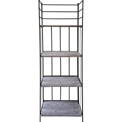 * 63In. Metal Baker Rack With Folding Wood Top Shelves Featured< Baker'S Racks & Bar Carts