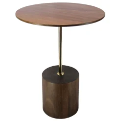 * 23In Wood W Gold Drink Table Discount< Accent Tables