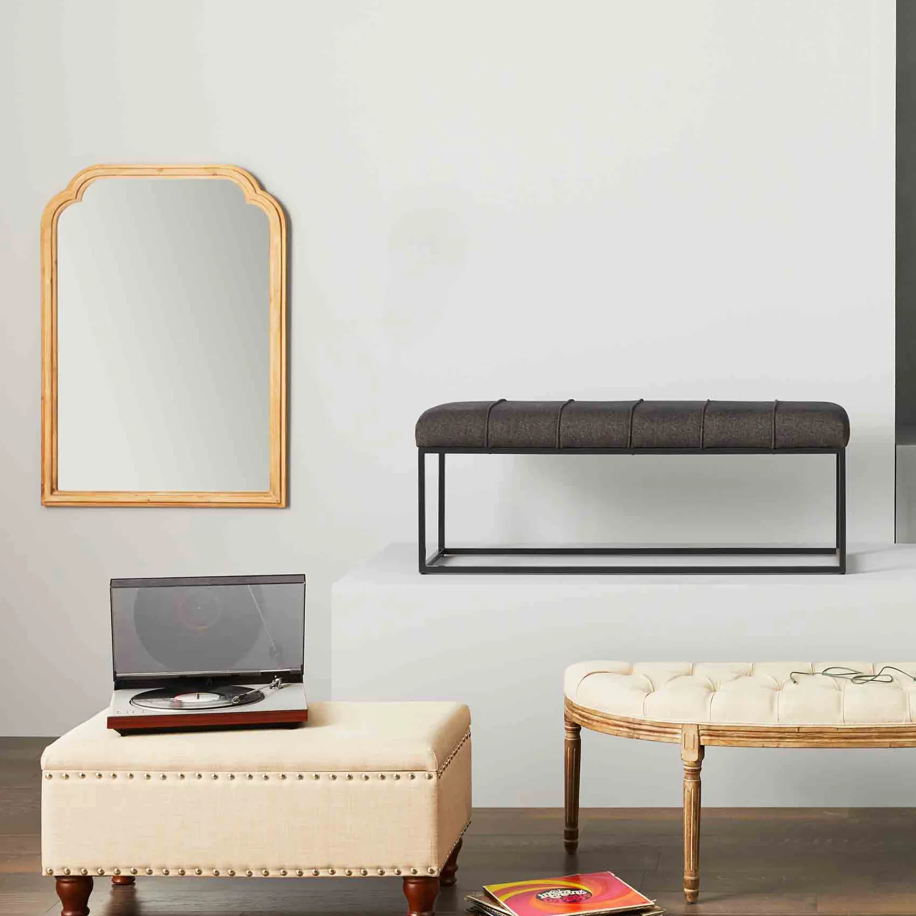 * Jasmine Linen Storage Ottoman, Natural Less Expensive< Stools & Benches