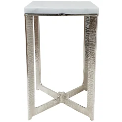 * Judd Silver Accent Table With Marble Top Premium< Accent Tables