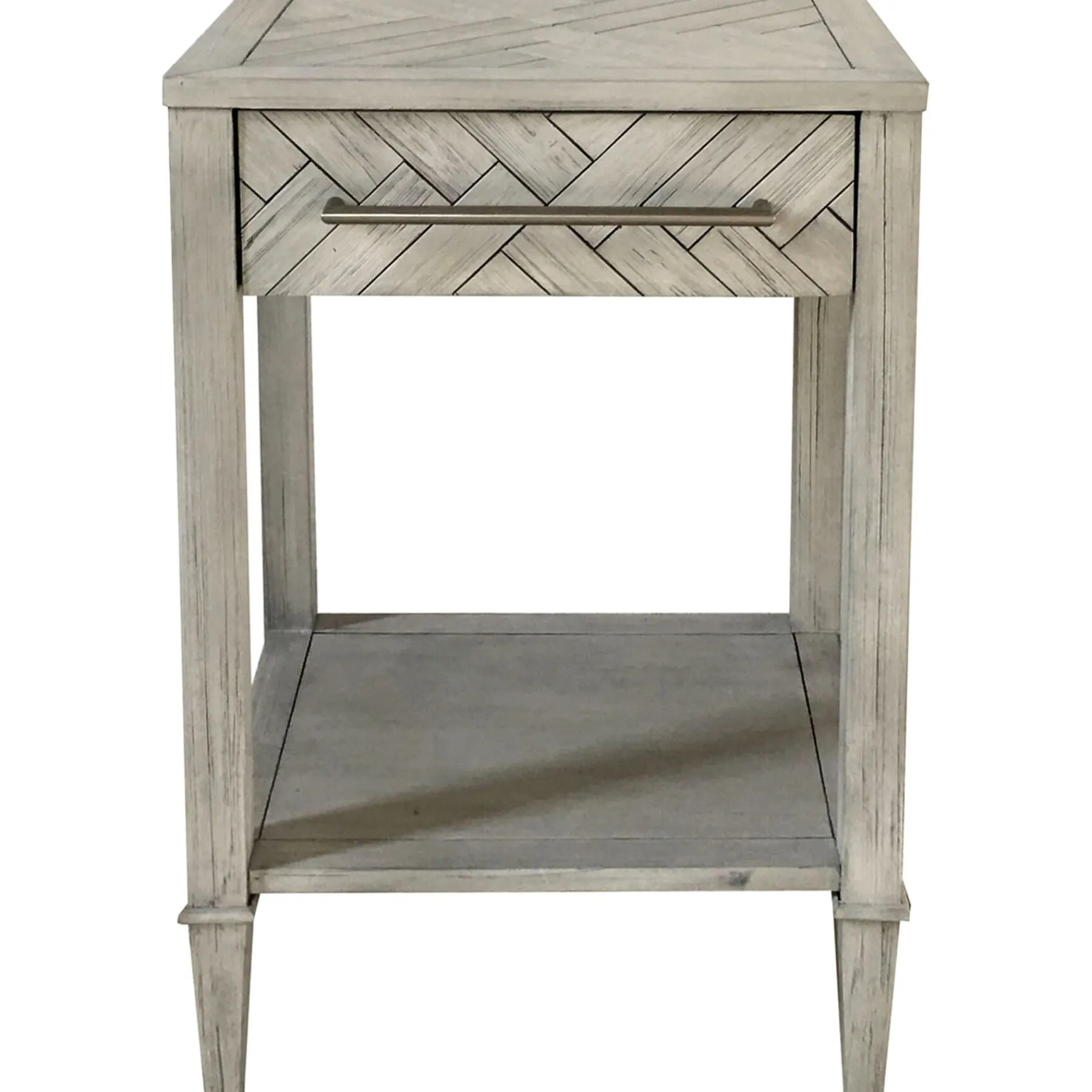 * Kate 1 Drawer 1 Shelf Parquet Wood Side Table Discount Online< Accent Tables