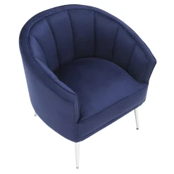 * Laila Ali Avani Blue Velvet Accent Chair Opening Sales< Accent Chairs