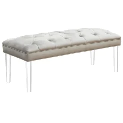 * Laila Ali Grey Tufted Acrylic Leg Bench, Kd Online Discount< Stools & Benches
