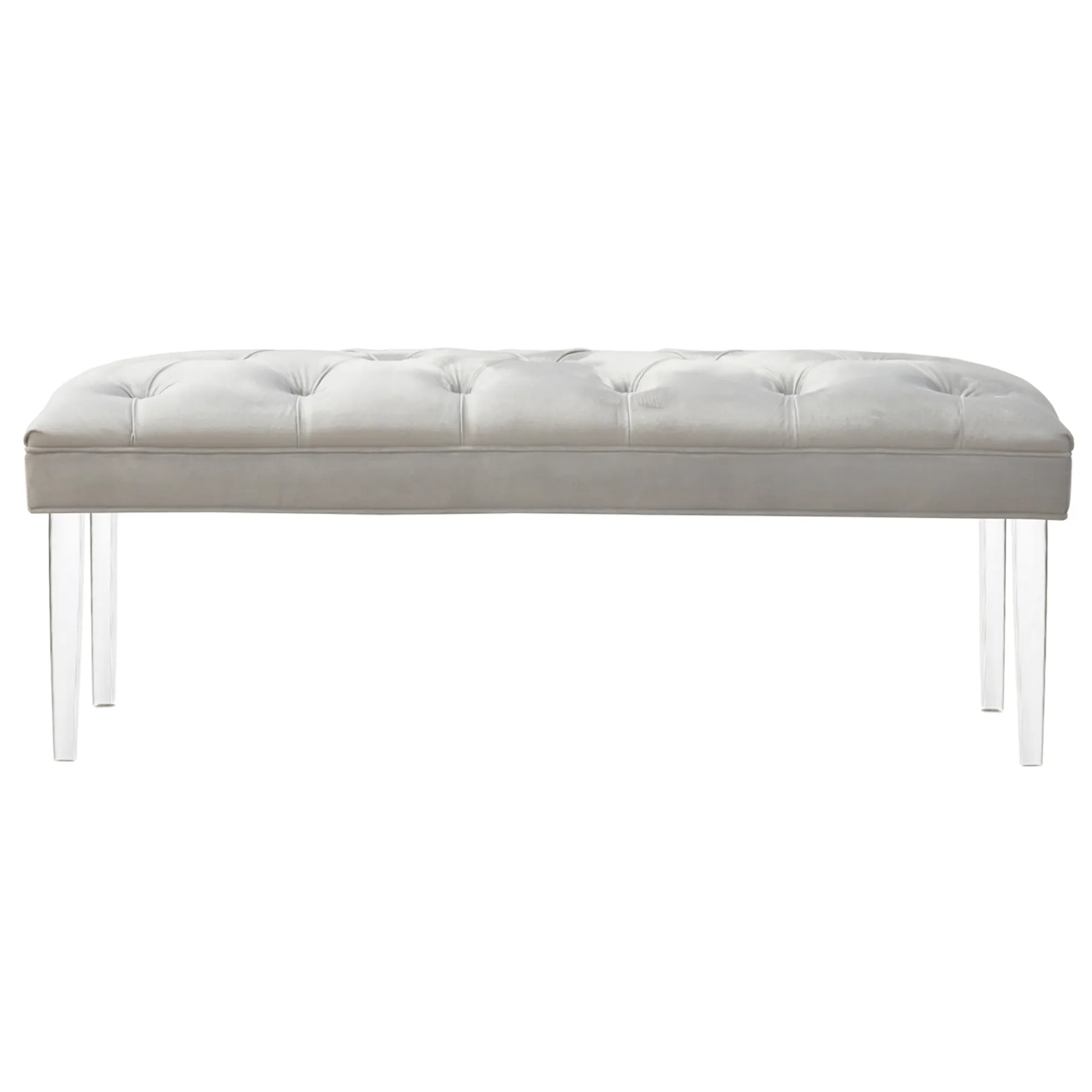 * Laila Ali Grey Tufted Acrylic Leg Bench, Kd Online Discount< Stools & Benches